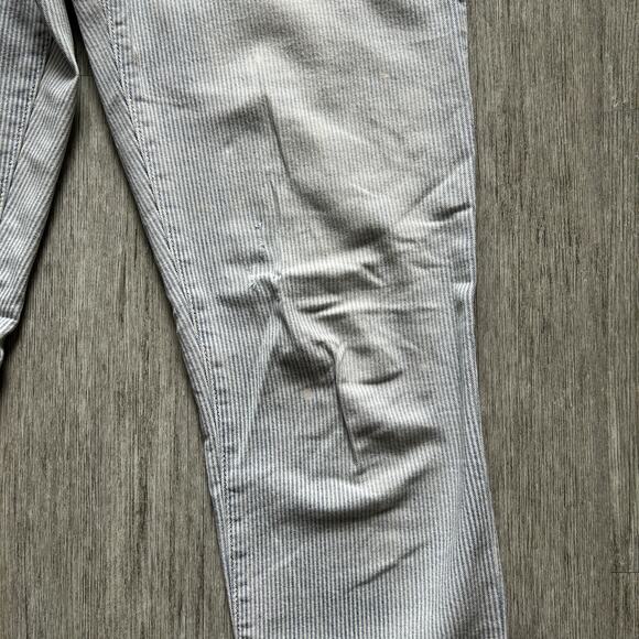 LOFT Blue/White Hickory/Railroad Stripe Distressed Relaxed Skinny Pants Sz 27/4 - Picture 5 of 11